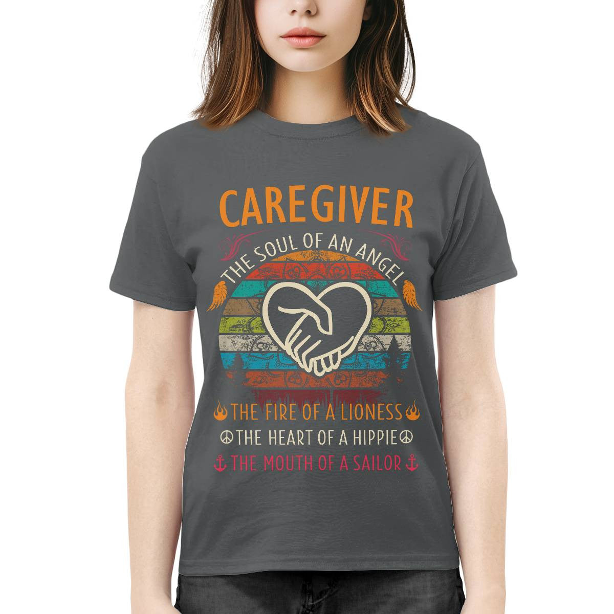 Awesome Caregiver the soul of an Angel-T-shirt-#F140824THESOL3FCAREZ4