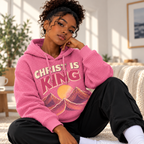 Pink Mountain Sunset Waffle Hoodie
