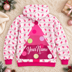 Personalized Pink Tree Lights Zip Hoodie