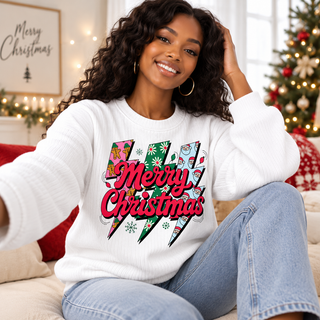 Santa Gingerbread Lightning Waffle Sweatshirt