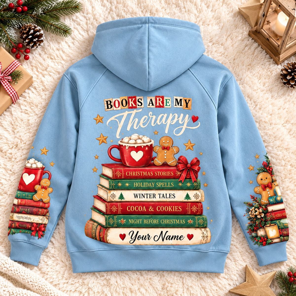 Personalized Books and Cocoa Zip Hoodie