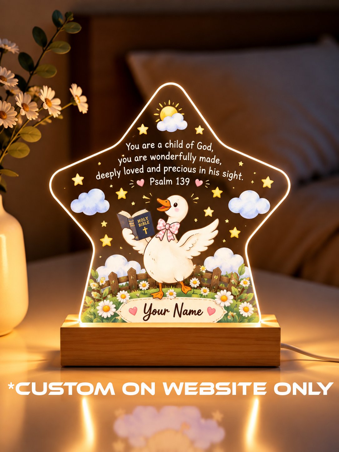 Psalm 139 Bible Goose Personalize LED Night Light