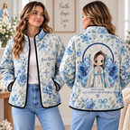 Personalized Virgin Mary Floral Quilted Jacket