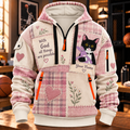 Personalized Cat and Bunny Half-Zip Hoodie