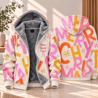 Colorful Merry Christmas Personalized Fleece Jacket