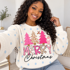 Pink Leopard Trees Waffle Sweatshirt