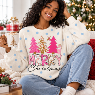 Pink Leopard Trees Waffle Sweatshirt