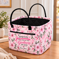 Personalized Pink Ribbon Floral Quilted Storage Basket