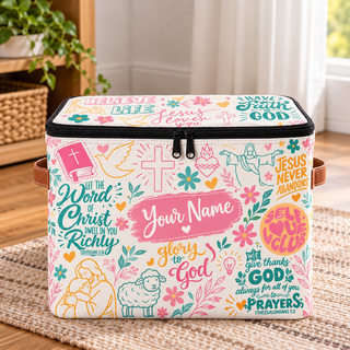 Personalized Colorful Doodle Square Storage Basket With Lid