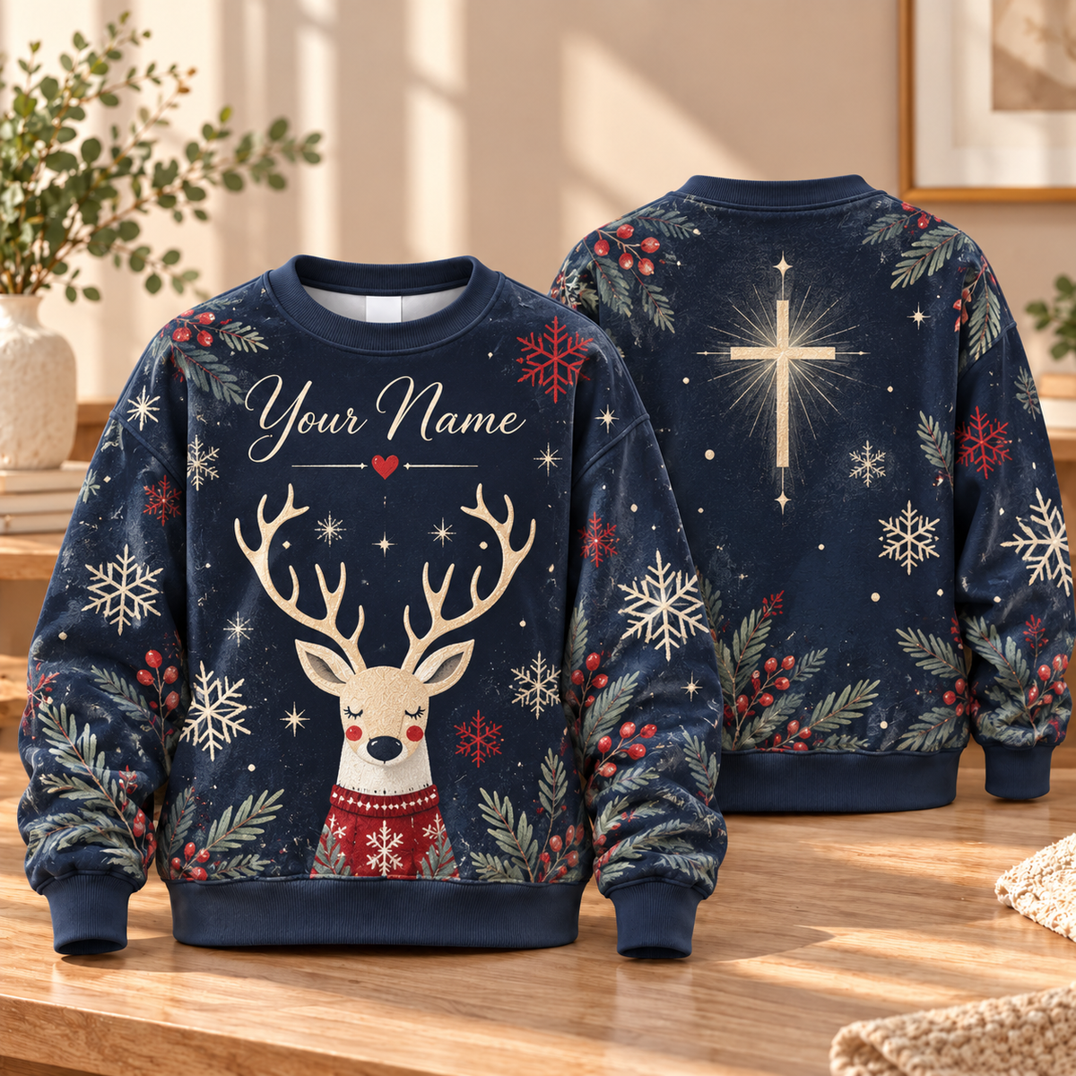 Personalized Winter Reindeer Sweatshirt