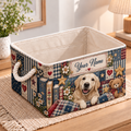 Personalized Golden Retriever Patchwork Storage Basket