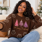 Bunny Pink Trees Waffle Sweatshirt
