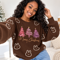 Bunny Pink Trees Waffle Sweatshirt