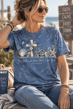 Be Still And Know Psalm 46:10 Coastal Cross Sea Turtle Christian T-Shirt