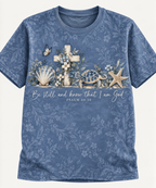 Be Still And Know Psalm 46:10 Coastal Cross Sea Turtle Christian T-Shirt