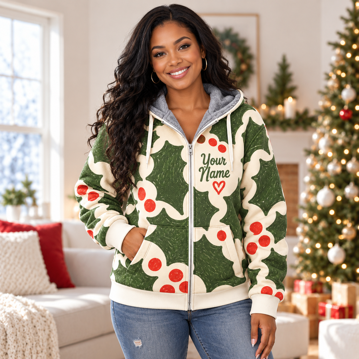 Holly Jolly Personalized Fleece Jacket