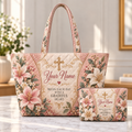 Personalized Pink Lily Quilted Shoulder Bag & Storage Bag
