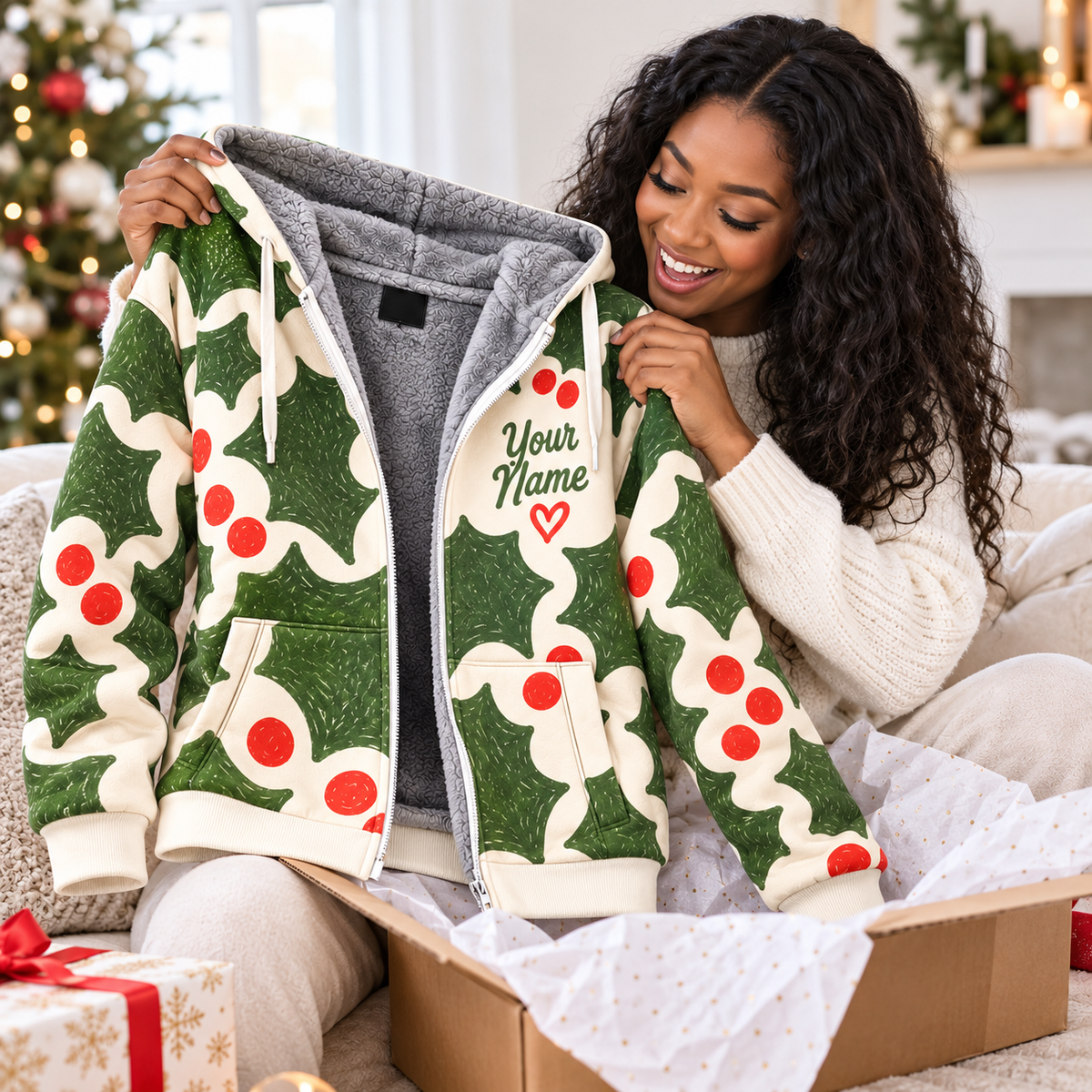 Holly Jolly Personalized Fleece Jacket