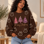 Bunny Pink Trees Waffle Sweatshirt