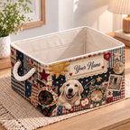 Personalized Dog and Cats Patchwork Storage Basket