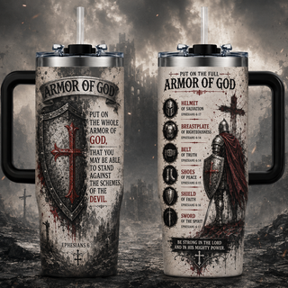 Battle Worn Cross Shield 40oz Top Tumbler