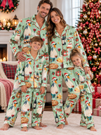 Santa Duck Holiday Feast Family Ice Silk Pajamas