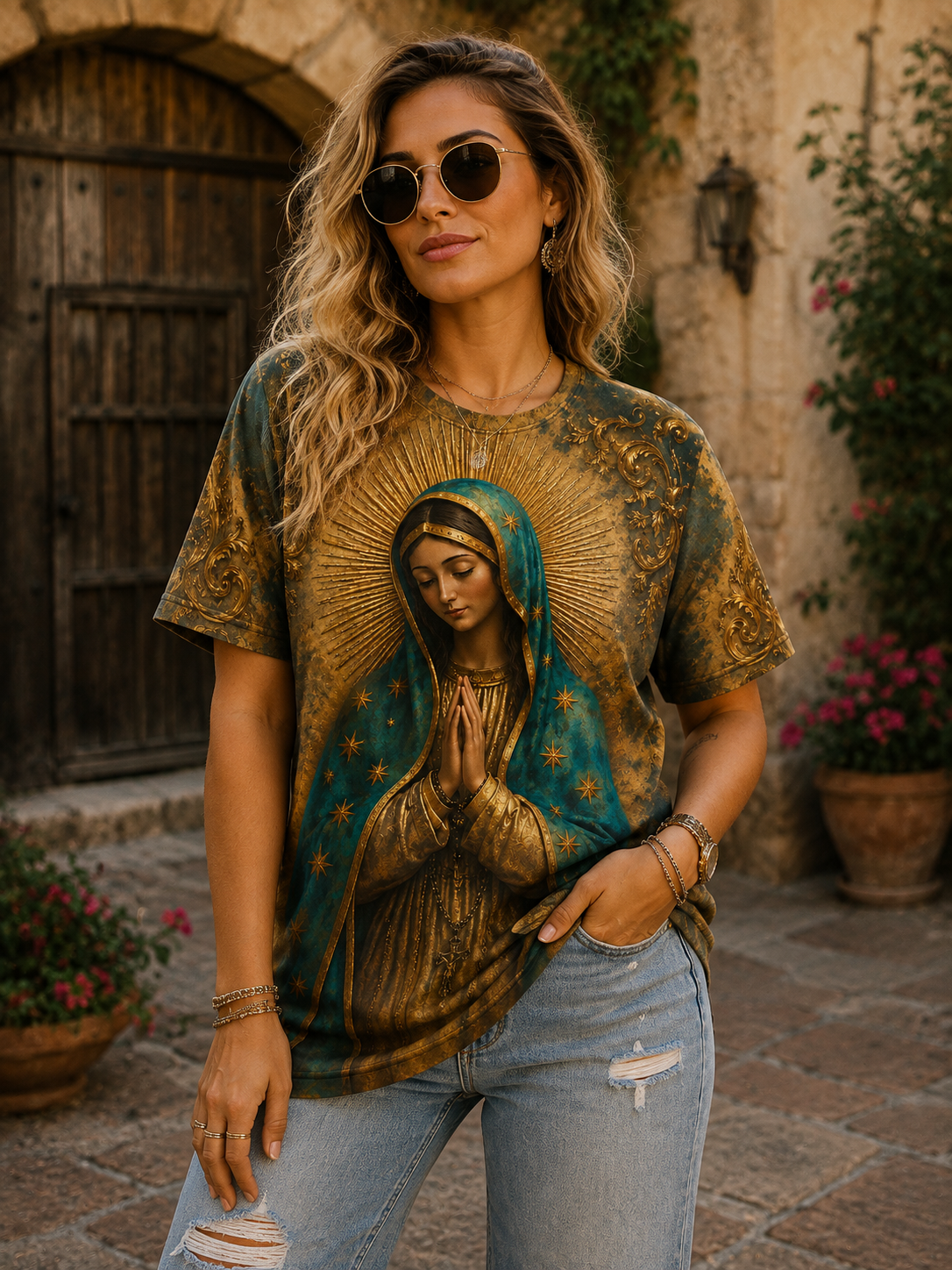 Hail Mary Full of Grace T-Shirt – Our Lady of Guadalupe All-Over Print Catholic Shirt