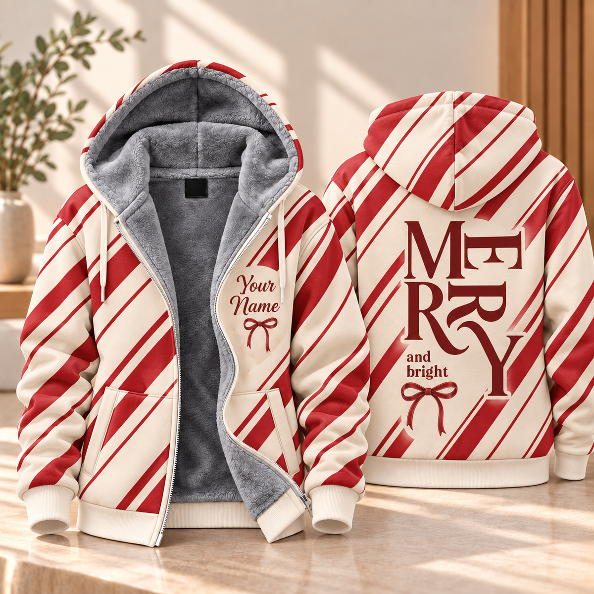 Merry And Bright Personalized Fleece Jacket