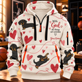 Personalized Dachshund Hearts Half-Zip Hoodie
