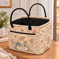 Personalized Blush Rose Vintage Quilted Storage Basket
