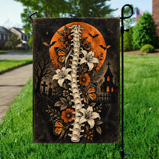 Gothic Spine Monarch Butterfly Floral Garden Flag