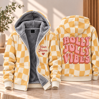 Holly Jolly Vibes Personalized Fleece Jacket