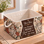 Personalized Floral Lion Storage Basket