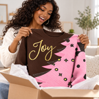 Joy Pink Tree Waffle Sweatshirt