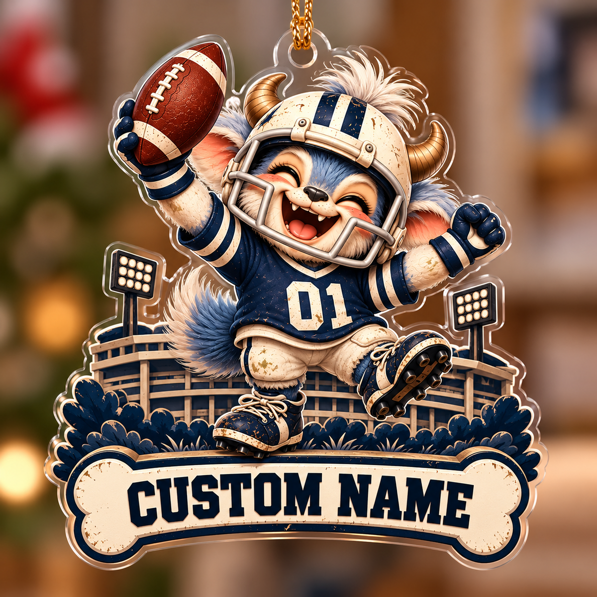 Personalized Football Horned Mascot Ornament