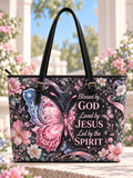 Blessed By God Loved By Jesus Pink Butterfly Saddle Bag