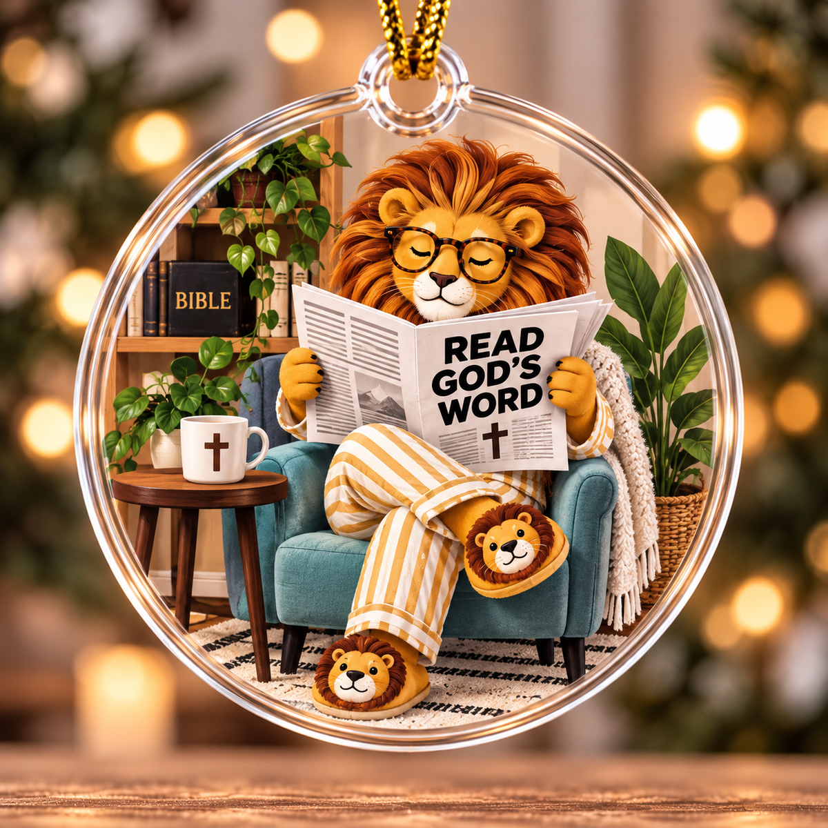 Read God's Word Cozy Lion Ornament