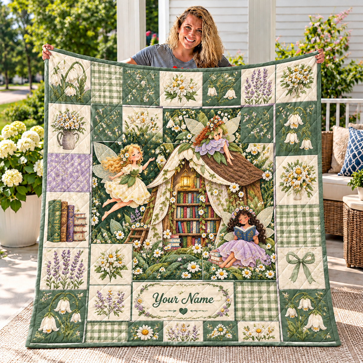 Personalized Fairy Garden Library Quilt