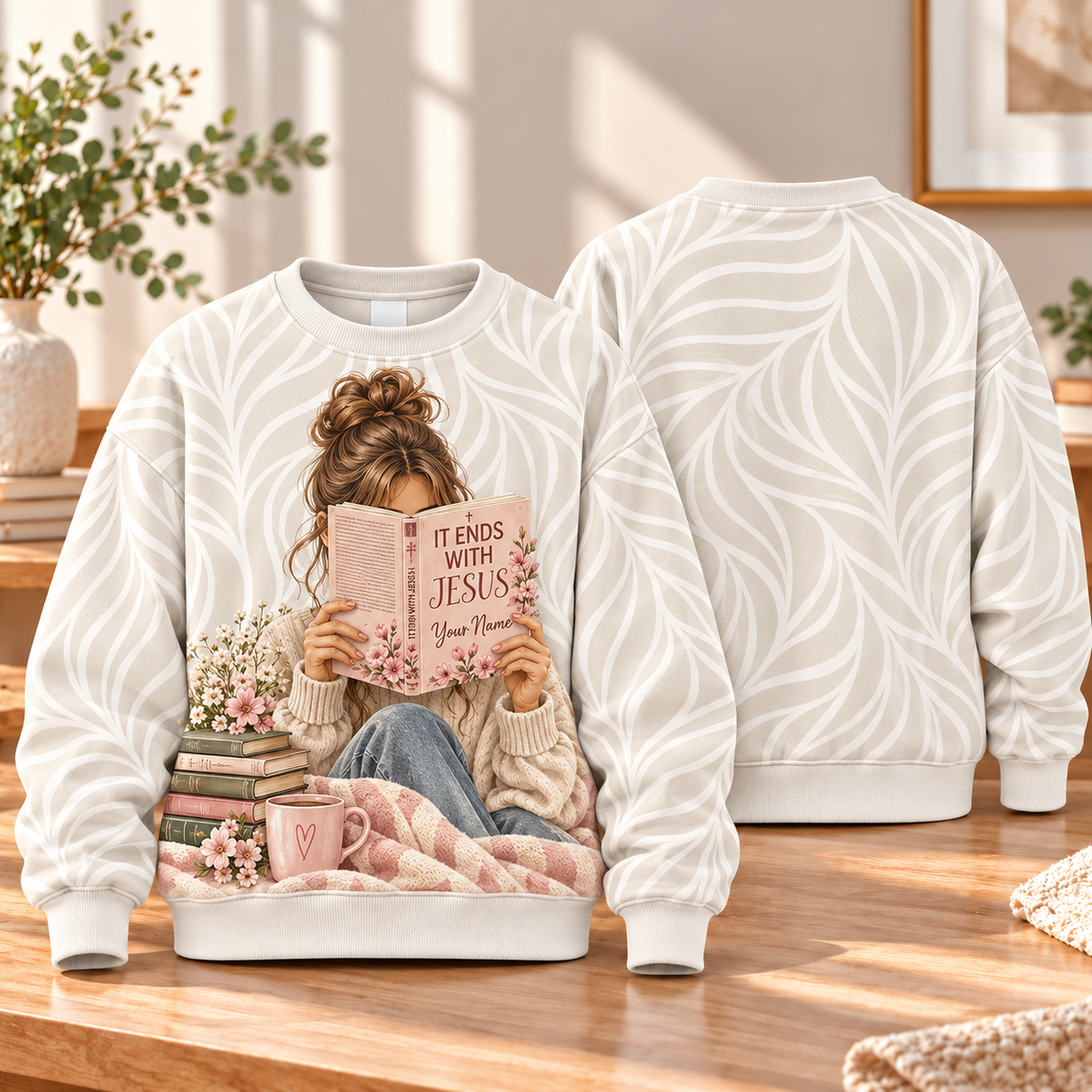 Personalized Cozy Reading Girl Sweatshirt