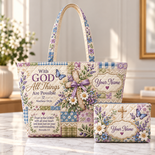 Personalized Lavender Butterfly Quilted Shoulder Bag & Storage Bag
