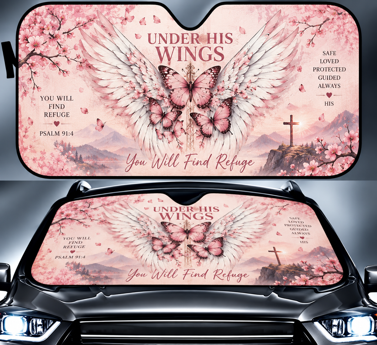 Under His Wings Butterfly Car Sun Shade