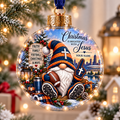 Personalized Navy Orange Stadium Gnome Christmas Ball Ornament