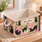 Personalized Pastel Black Cats Storage Basket