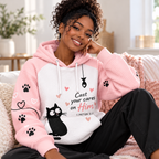 Pink Paw Print Black Cat Waffle Hoodie