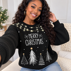 Winter Trees String Lights Waffle Sweatshirt