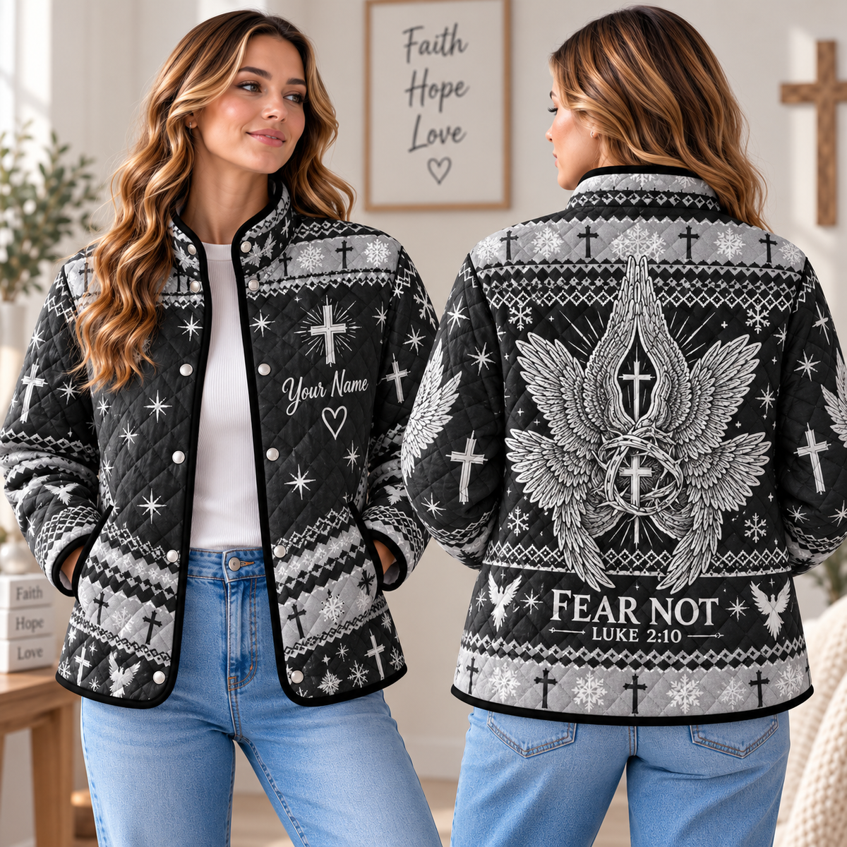 Personalized Fear Not Quilted Jacket