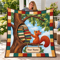 Personalized Squirrel Tree Library Quilt