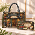 Personalized Book Nook PU Leather Handbag & Leather Long Wallet