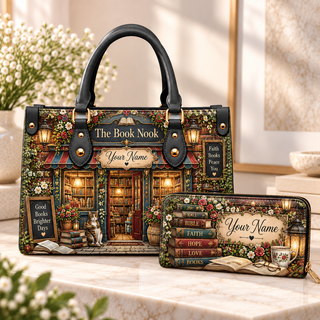 Personalized Book Nook PU Leather Handbag & Leather Long Wallet