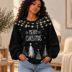 Winter Trees String Lights Waffle Sweatshirt